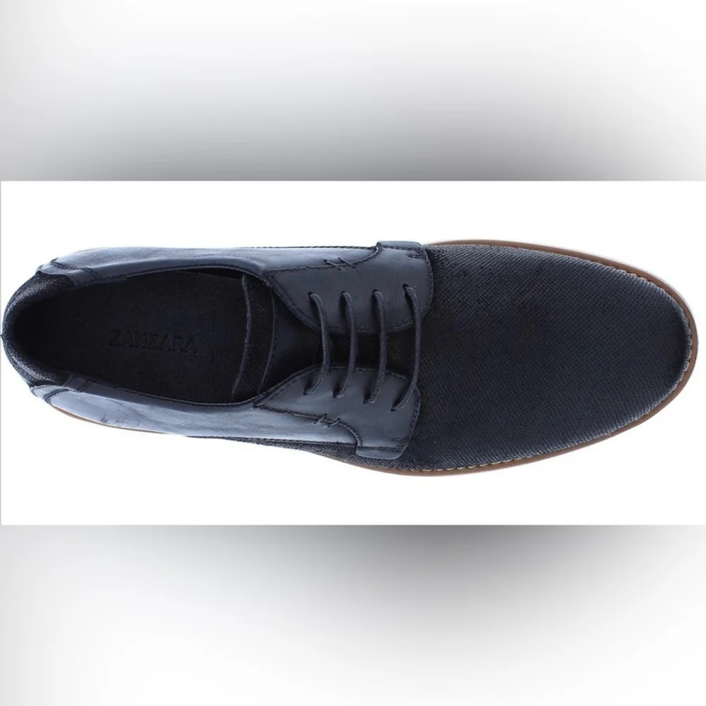 ZANZARA Blaze Leather Canvas Derby Size 12 Color Black‎ NWOB